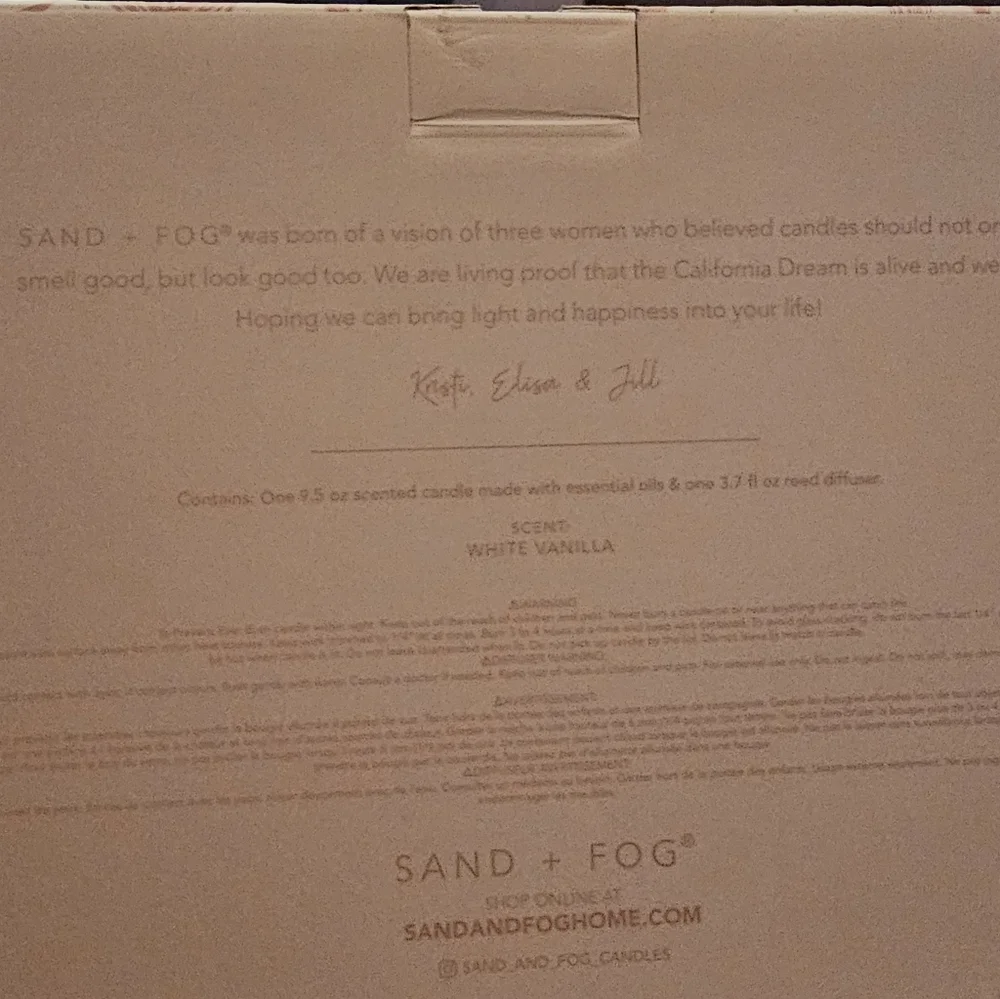 Sand & Fog Candle & Diffuser Set ~ White Vanilla